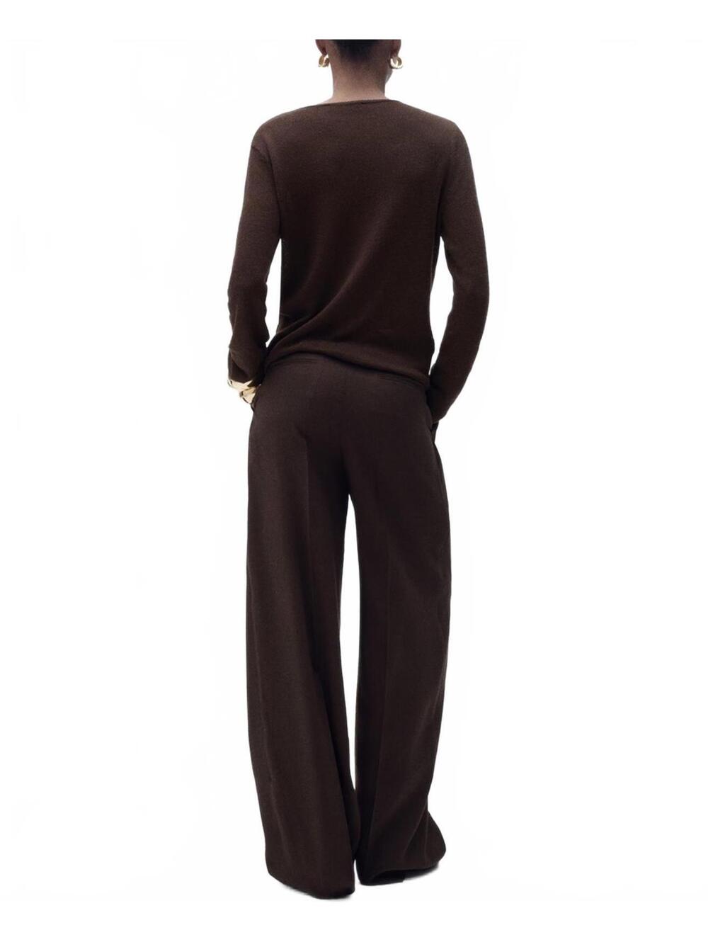 Mango Linen-Blend Boat-Neck Sweater NWT Rosa Chocolate Small - Picture 7 of 8